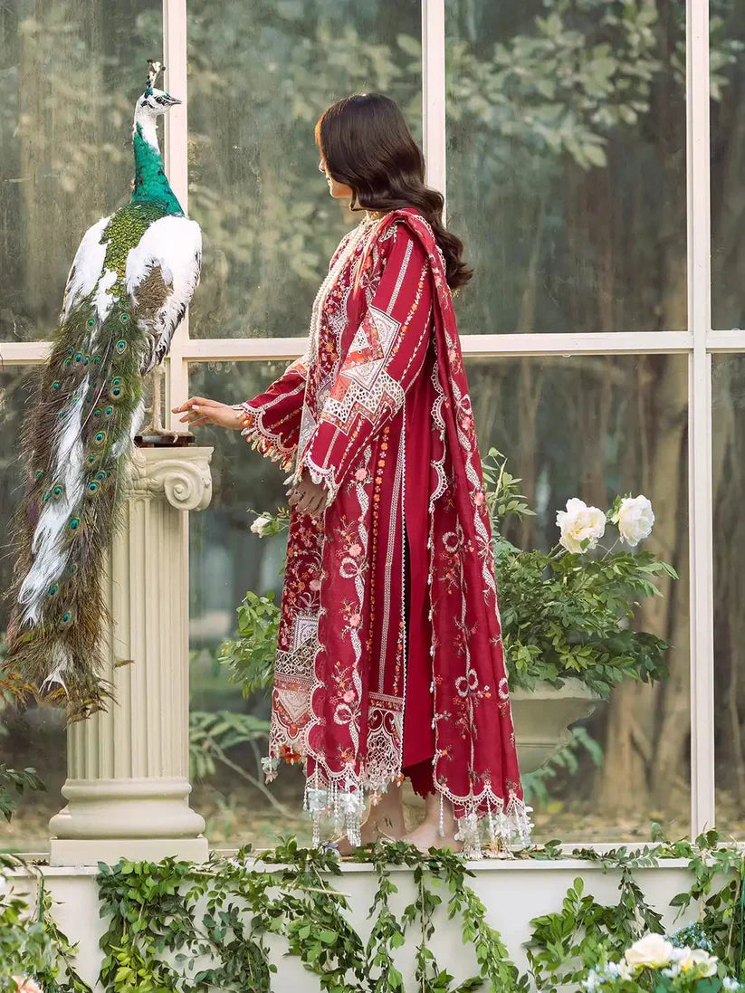 Eid Collection BIN ILYAS Embroidered lawn Three Piece BIL-06 Red