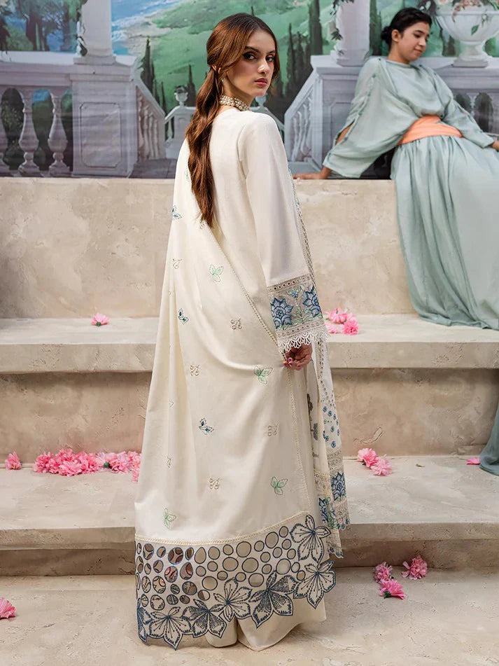 EID Collection Chikenkari Qalamkar Embroidered lawn Three Piece QL-1024