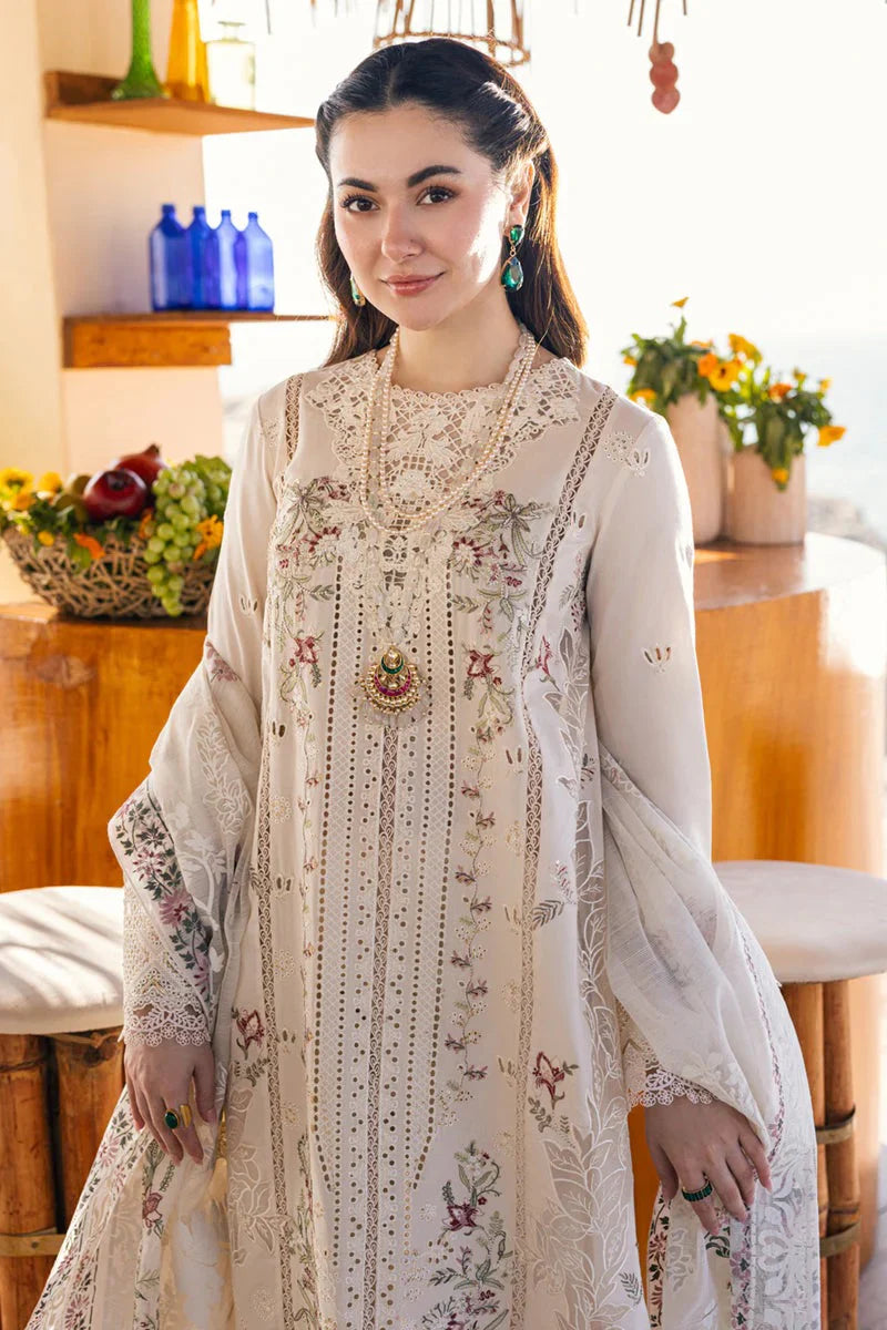 EID Collection Chikenkari Qalamkar Embroidered lawn Three Piece QL-1023